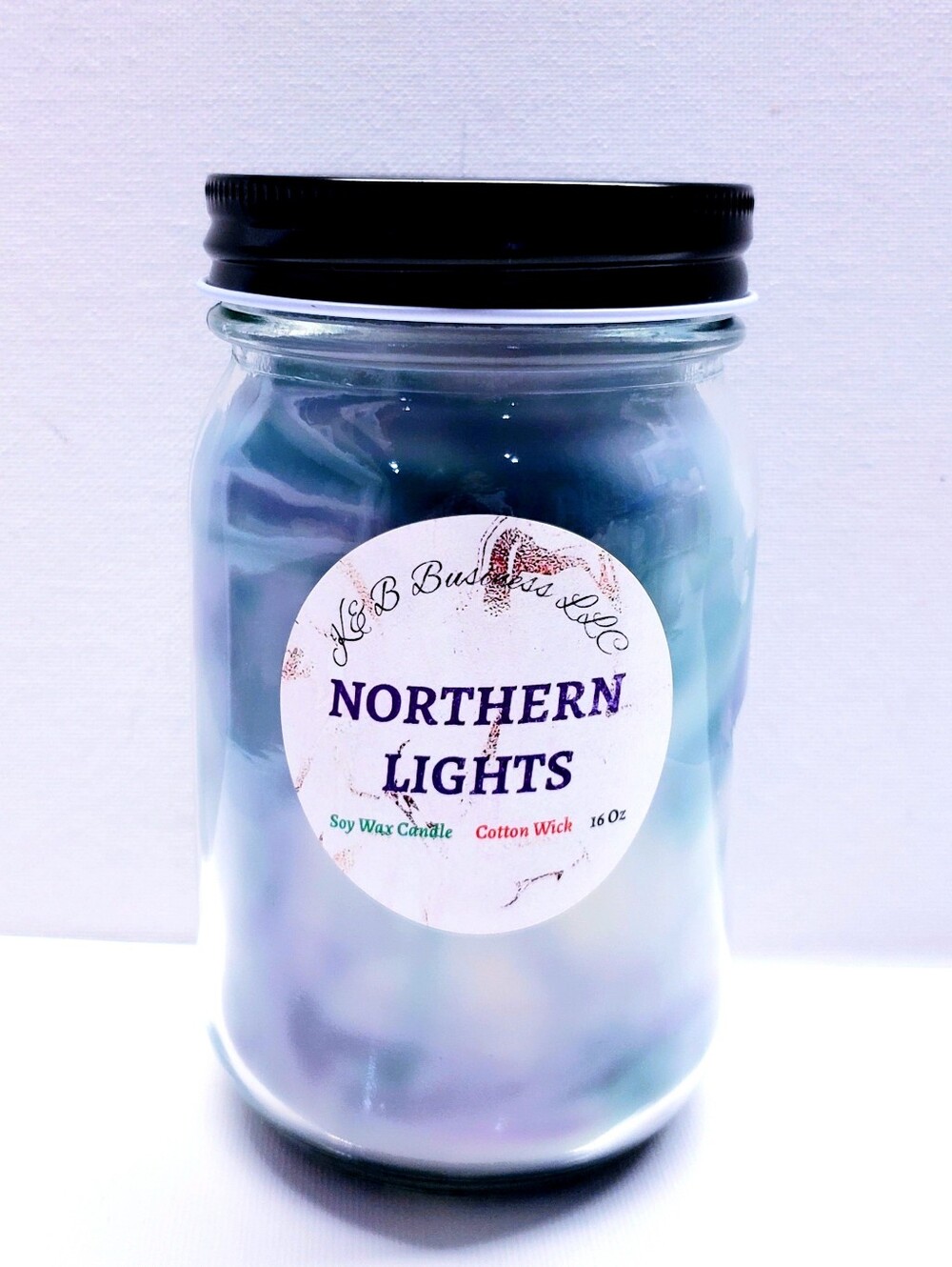 Handmade Soy Wax Candle NORTHERN LIGHTS, Natural Cotton Wick, Hand-Poured, 16 Oz